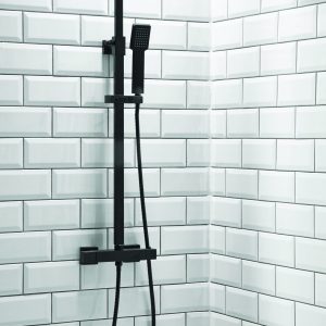 Hayle Black Square Rigid Riser Shower