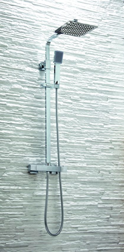 Hayle Chrome Square Rigid Riser Shower